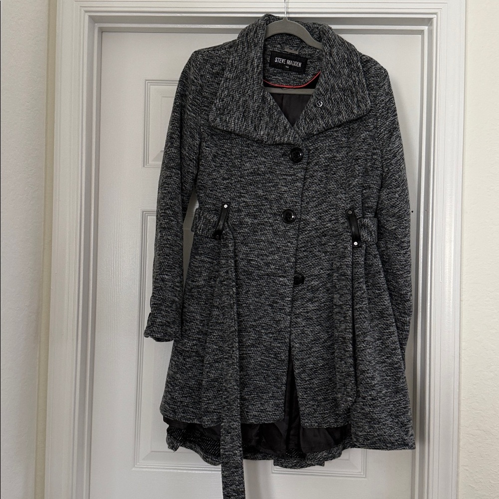 Steve Madden  Charcoal tweed Button-Up Coat